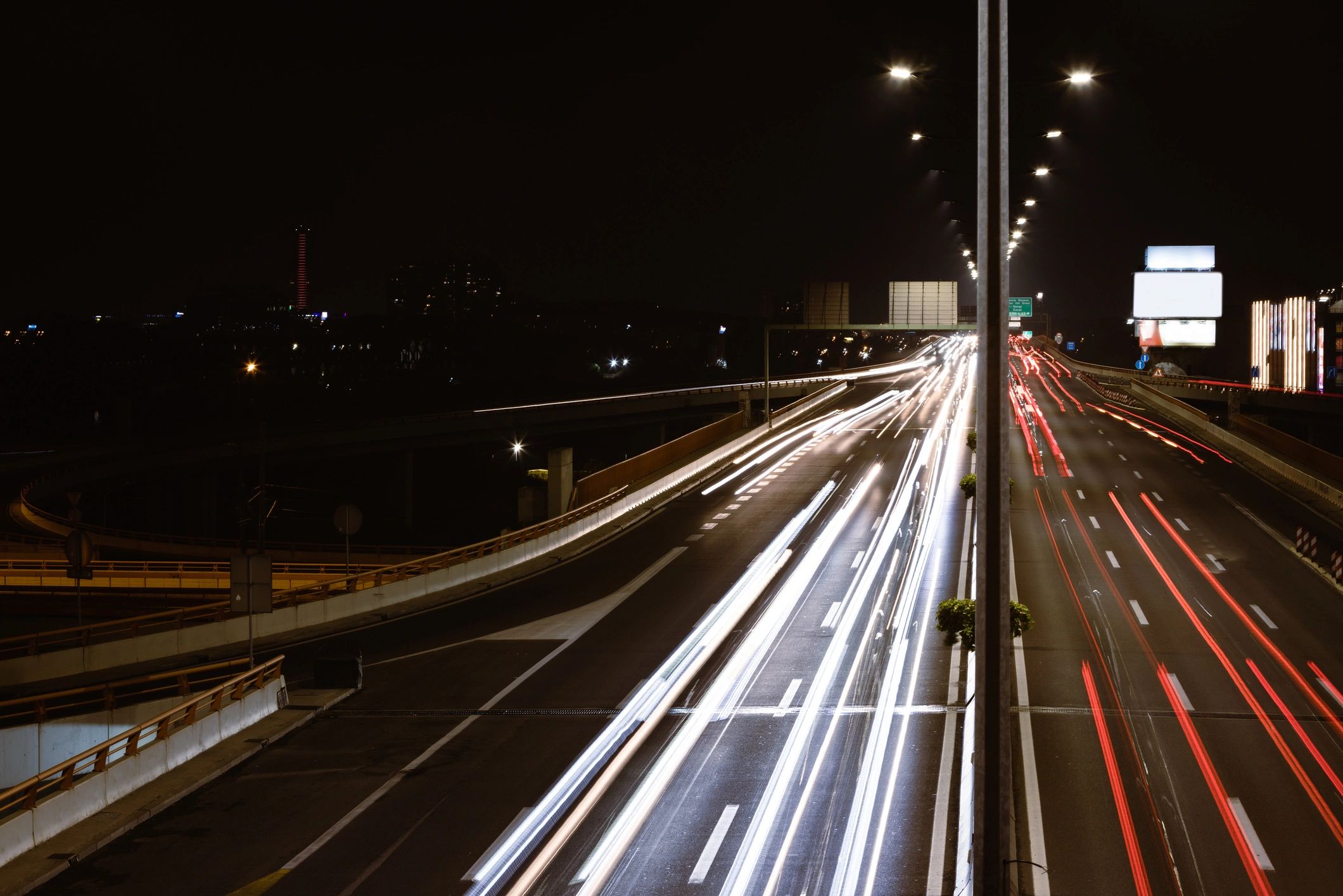 Belgrade traffic light trails at night